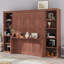 Lit escamotable double avec bureau et bibliothèque, lit plateforme pliable avec plusieurs supports de rangement pour la chambre d'amis-1664703481