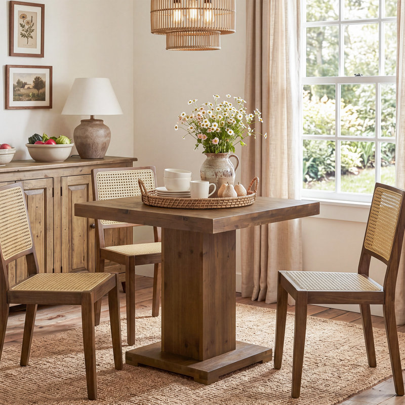 Fir Dining Table with Wood Base