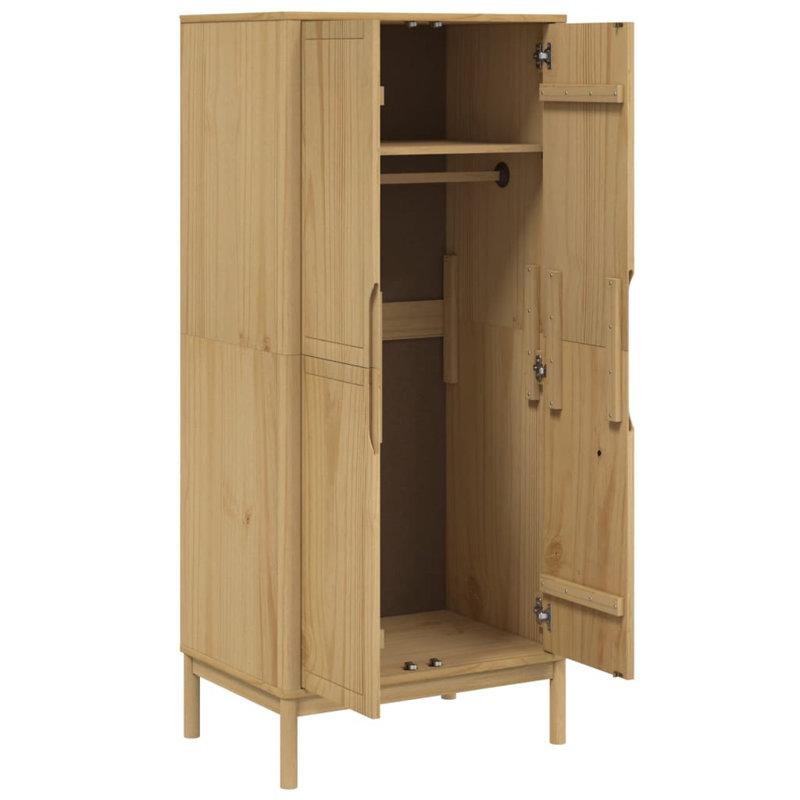 Pine Wood Wardrobe, Wax Brown