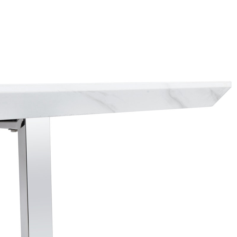 Table de salle à manger rectangulaire en bois aggloméré blanc 78,77 "pour le bureau et les jeux vidéo Assemblage rapide et facile