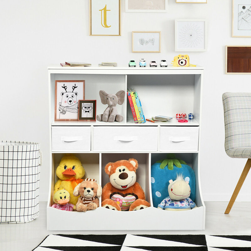 Coweta 93 cm H X 93 cm W Kids Bookcase with Toy Storage, White