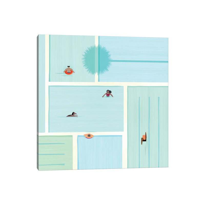 Saturdays At The Pool by Modern Tropical - Wrapped Canvas Print, 93.98cm H x 93.98cm W x 1.91cm D