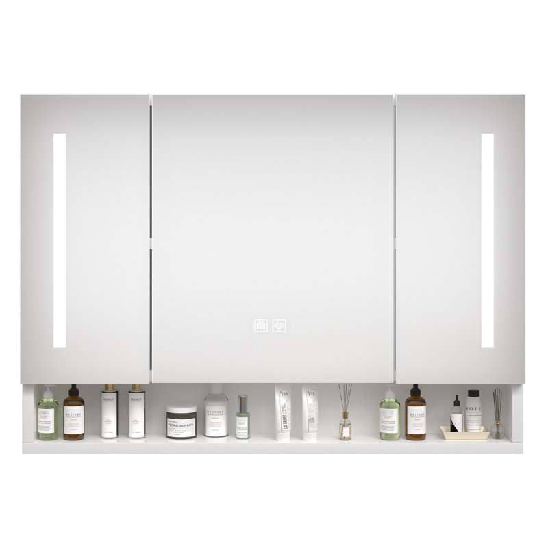 Armoire de rangement pour salle de bain moderne avec DEL et miroir - 40,4 x 27,71 x 5,25 pouces, blanc, fixation murale, imperméable, anti-corrosion blanc et lumières 39 x 28 moderne, aluminium, multi-compartiments