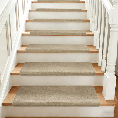 Scarlettrose Plush Bullnose Non-Slip Indoor Stair Tread（Set of 16）