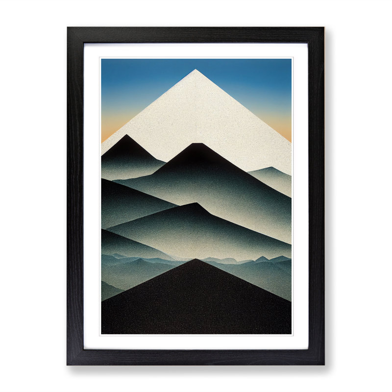 Mountain In Abstract Design - Picture Frame Print, 64cm H x 46cm W, Black