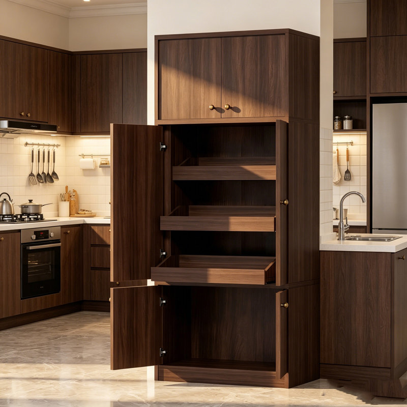 Kitchen Pantry with 6 Doors and pull-out Shelves