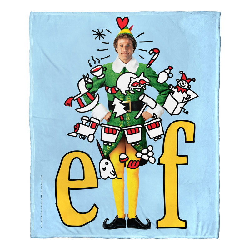 Jeté Warner Bros Elf Montage Silk Touch, collage de film festif, 50 x 60 pouces