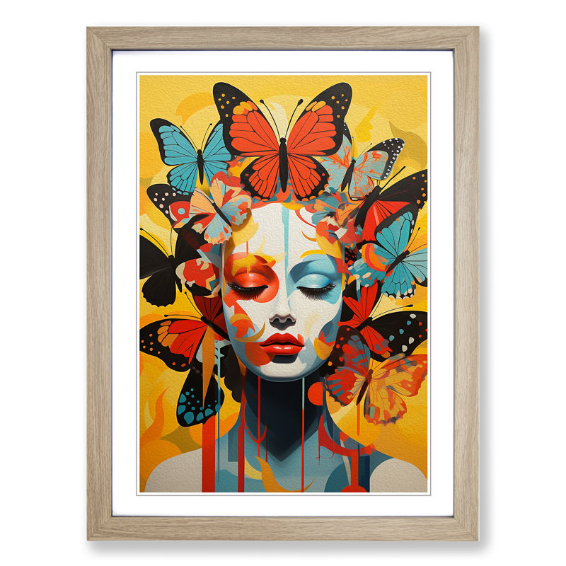 Butterfly Constructivism - Framed Print, Oak Framed, 46cm H x 34cm W x 2cm D
