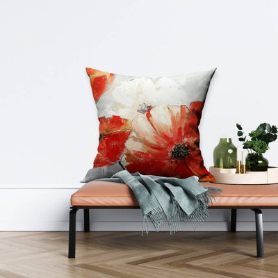 Abstract Red Wild Flowers - Flowers Office – Throw Pillow Cover Only, Double-Sided Print, Insert Not Included