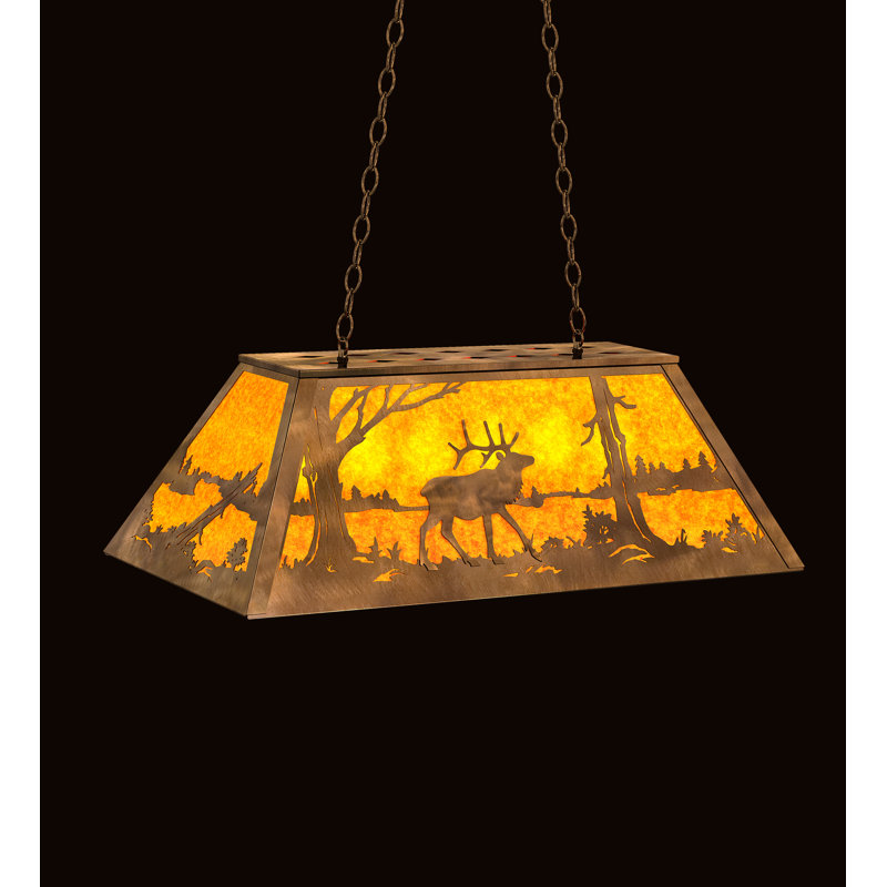 6 - Light Pendant, Amber Mica, Antique Copper, 43" H x 33" W x 17" D