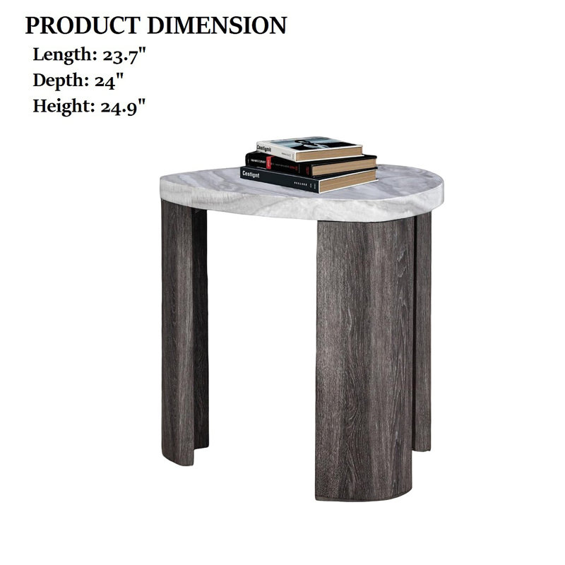 Table de bout triangulaire de style contemporain en marbre