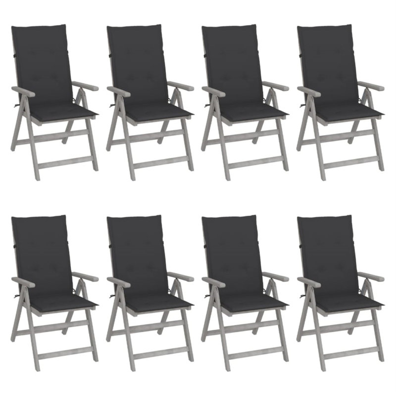 Chaise d'extérieur avec chaises inclinables d'extérieur en bois d'acacia massif, Anthracite