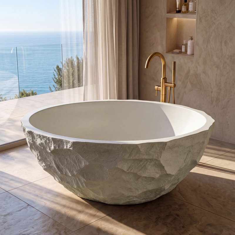 Baignoire de trempage ronde autoportante 60 po x 60 po