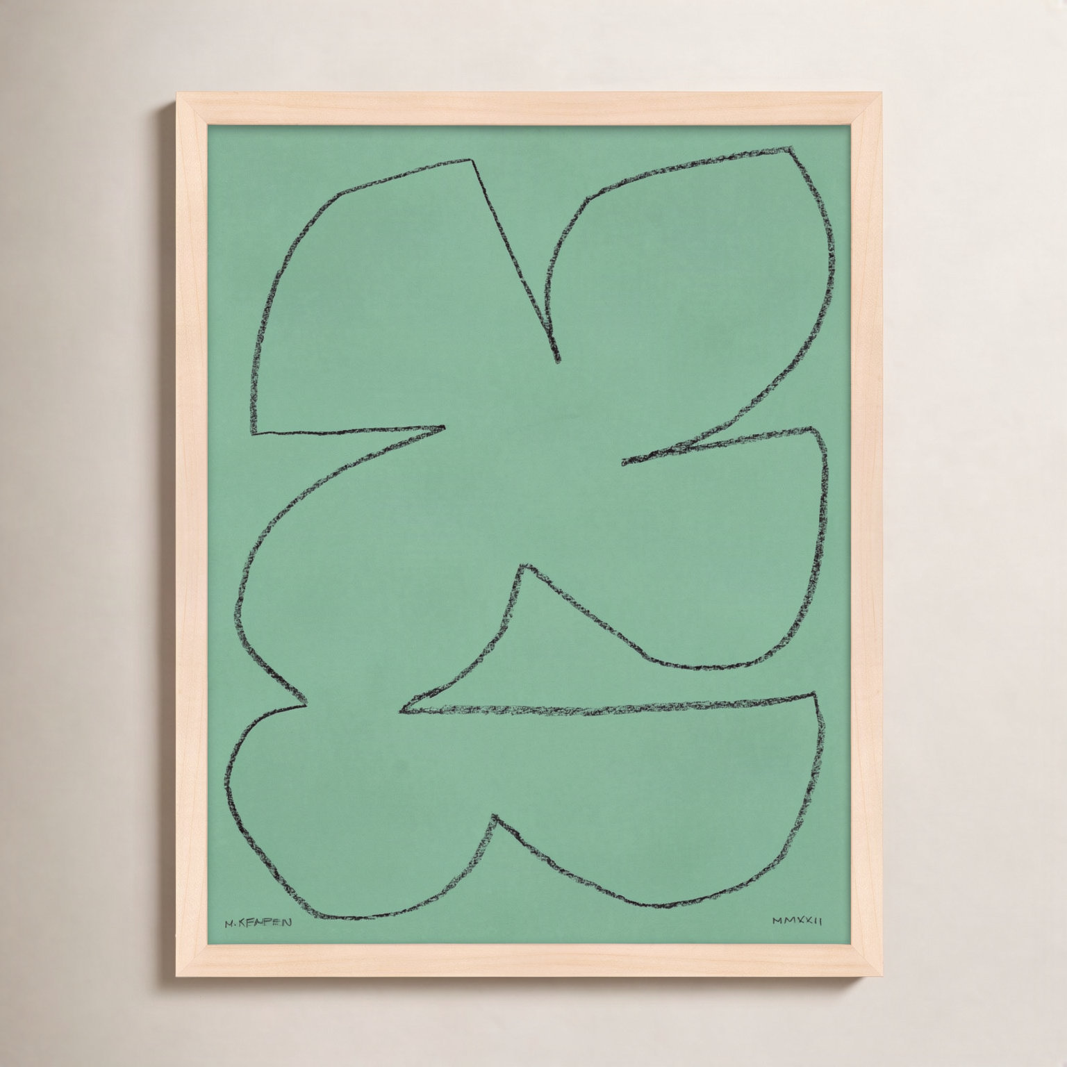 Freya "Sage 1" Print, 20" W x 25" H, Maple Framed