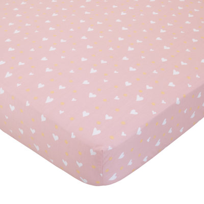 Drap-housse pour lit de bébé à coeurs en coton