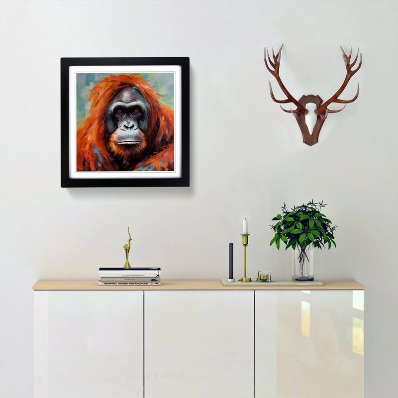 Orangutan Colour Field Painting - Framed Print, Black