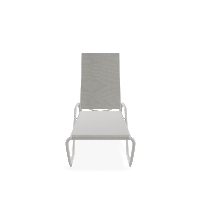Outdoor Rust-Resistant Metal Chaise Lounge, Textured Snow, Augustine Oyster