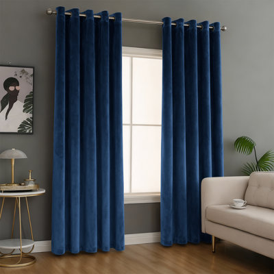 100% Velvet Blackout Curtains with Eyelets & Tie Backs