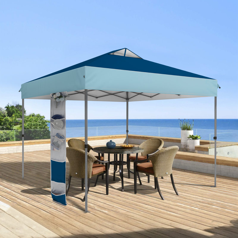 Auvent 10 x 10 pi avec sac de rangement, Bleu / bleu clair