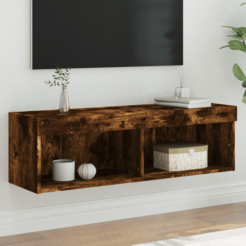 Barra Unfinished TV Stand for TVs up to 43", Smoked Oak