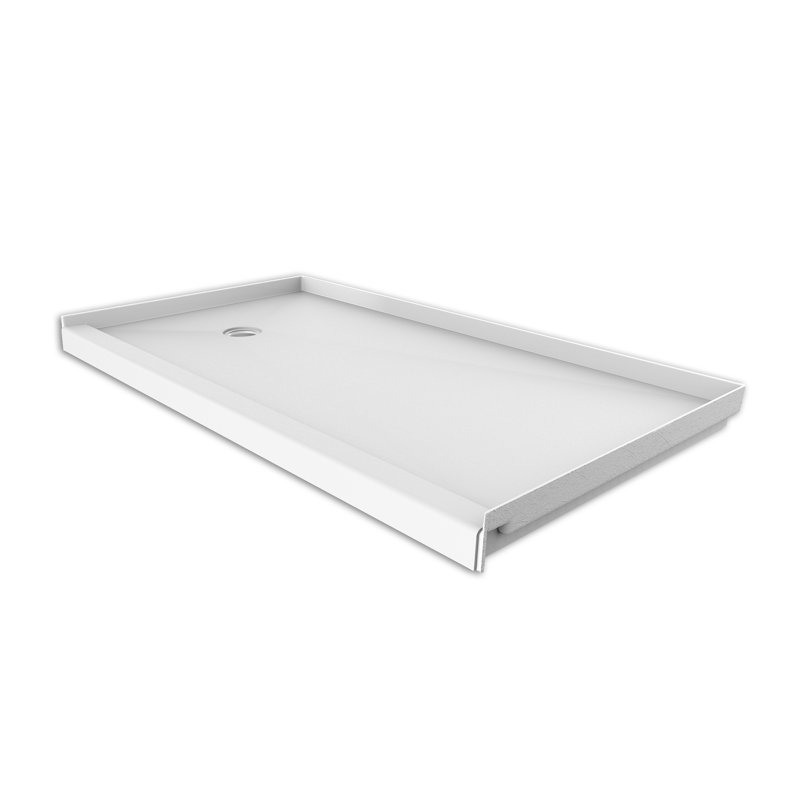 FlexStone® 60"W x 30"D Alcove Shower Base with Left Drain in White, White