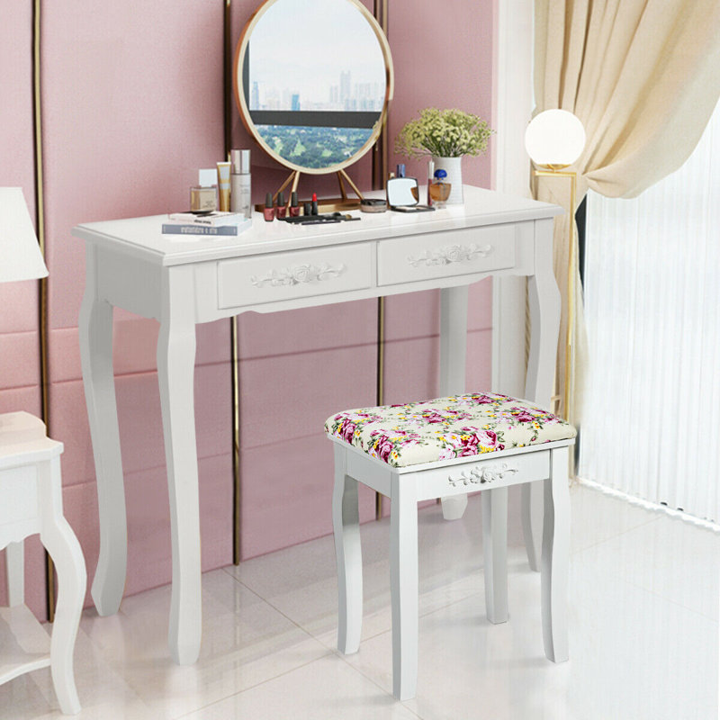 Tabouret de coiffeuse Nyla, Blanc