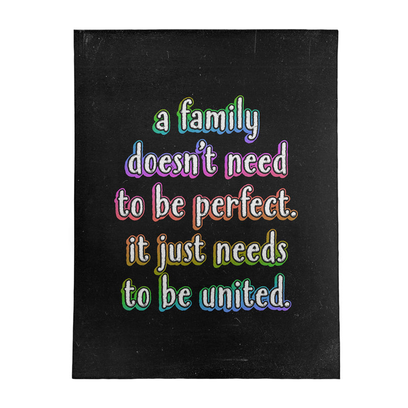 Quotes Family Love Quote Chalkboard Style Poly Chenille Rug, Rectangle 8' x 10'