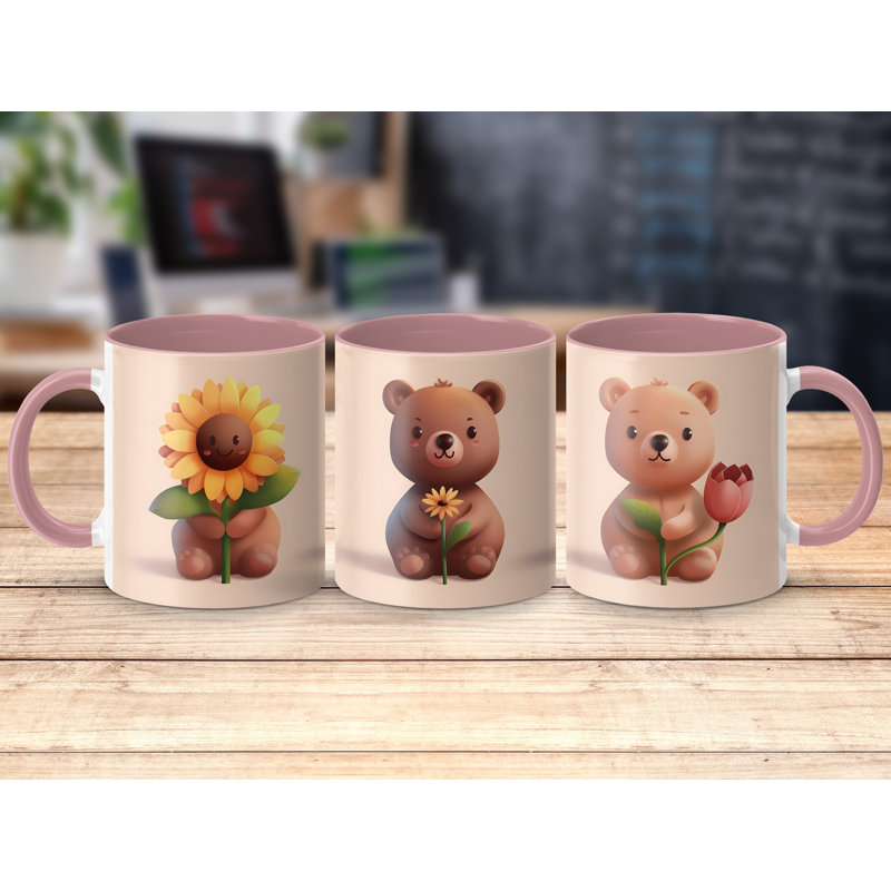 Bear 11oz Accent Coffee Mug, Pink