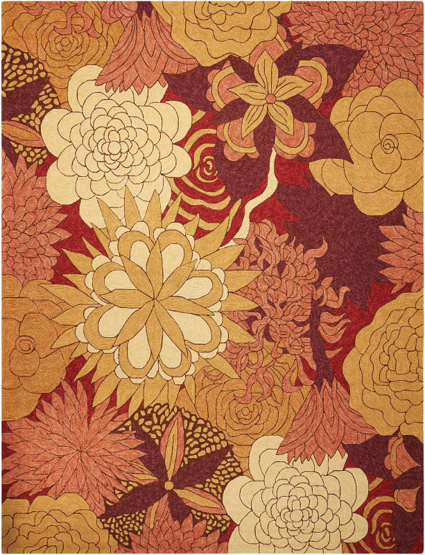 Tapis d'intérieur / extérieur multicolore crocheté à la main Dinithi, Rectangle 8 pi x 10 pi 6 po
