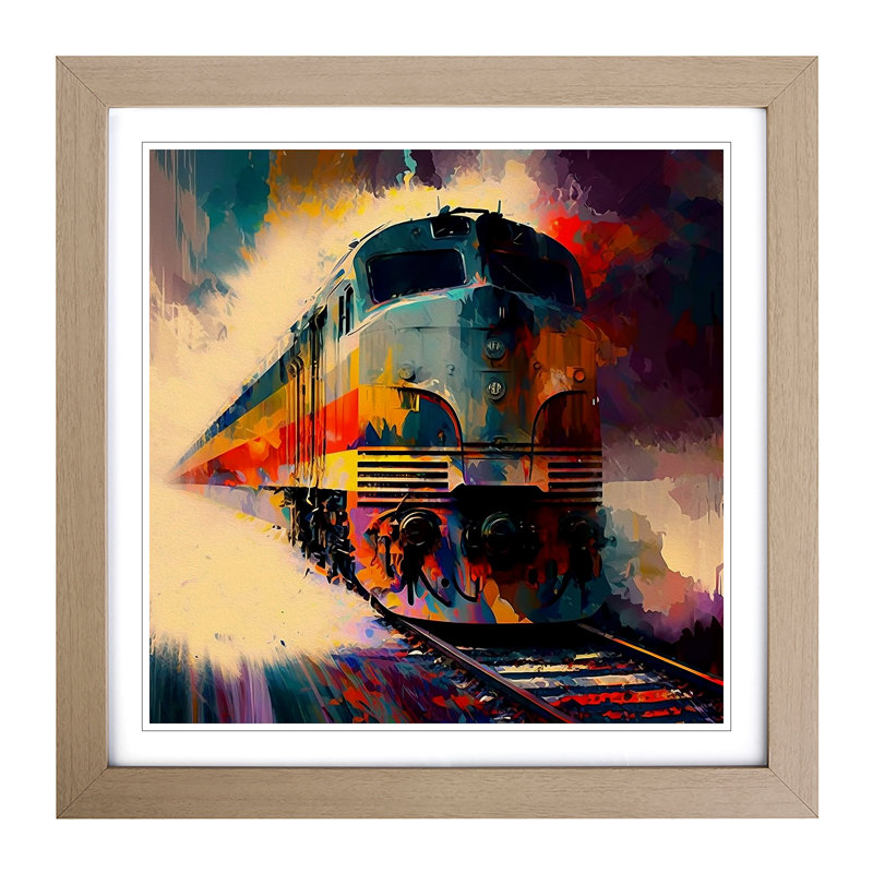 Train Abstract Expressionism - Framed Print, Oak