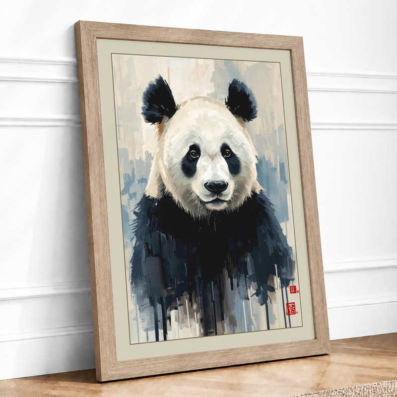 Panda With Paint Drips Modern - Print, Oak, A4 - 29.7 x 21.0 cm