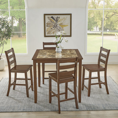 Ensemble de table de salle à manger, de bar et de chaises, ensemble de table de salle à manger 5 pièces, ensemble de table de petit-déjeuner de style rétro, pour le salon, la salle à manger - brun (nécessite un assemblage)