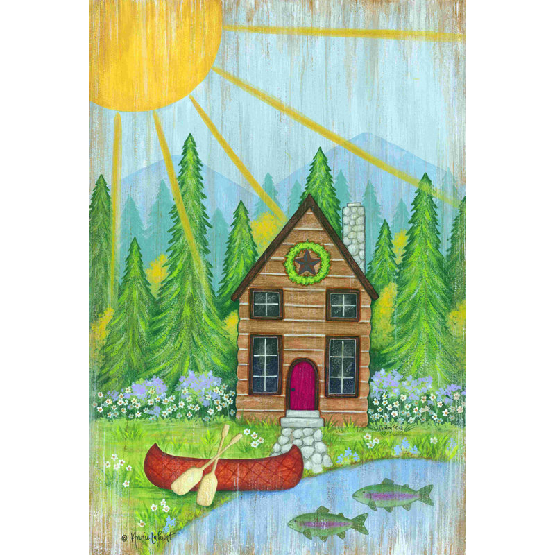 Cabane dans les bois - impression, H 18 po x l 12 po, Non, Toile tendue