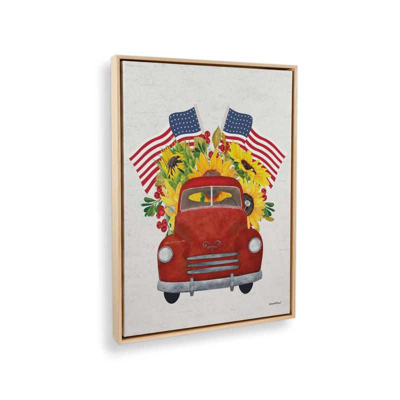 Tournesols et drapeaux, L 30 x H 40, Toile avec cadre, Tanné