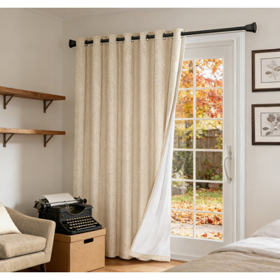 Patio Door Linen Blackout Curtains 84 Inch, Room Darkening Bleached Sand 100X84