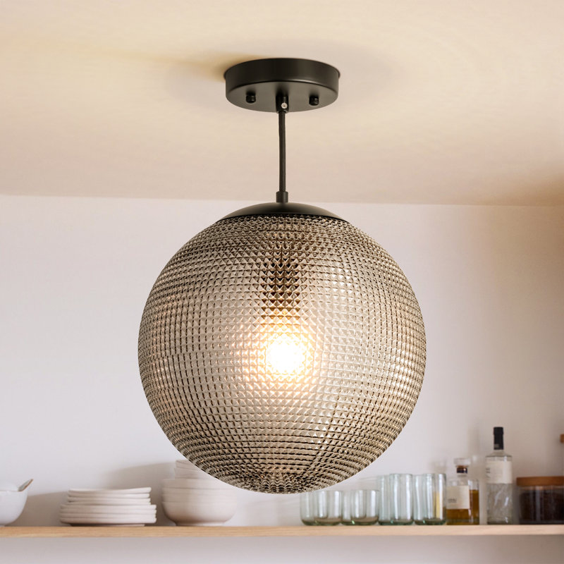  Menchaca 1 - Light Single Pendant Light for Dining Room, Gray