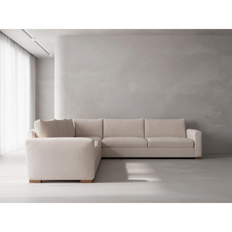 Canapé modulaire en L, Mélange de polyester ivoire Nevis