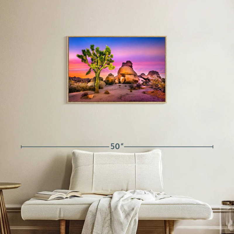 Joshua Tree National Park IV, 31 po x 21 po, Cadre flottant en bois naturel