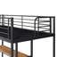 Single Size Loft Bed With Desk, High Sleeper Bedframe With Removable Ladder And Safety Guardrail, Sturdy Metal Slats Support