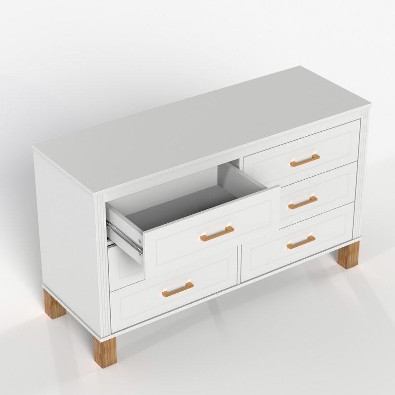 Commode double 6 tiroirs en blanc, White