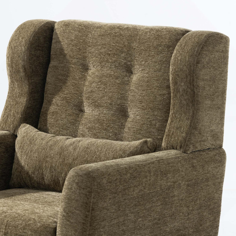Chaise avec accoudoirs Mid-Century, Chenille vert olive