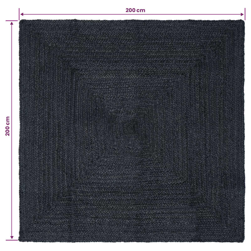 Solid Colour Hand Braided Area Rug, Square 200 cm