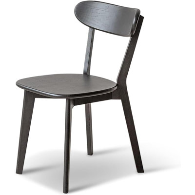 100% Solid Wood Dining Chairs,Mid Century Modern Dining Chairs with Rounded Backrest,Kitchen,Dining Room Chair(1, Black)