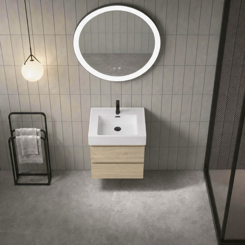 Meuble-lavabo flottant épais de 24 po (RTA), Chêne clair, 24"