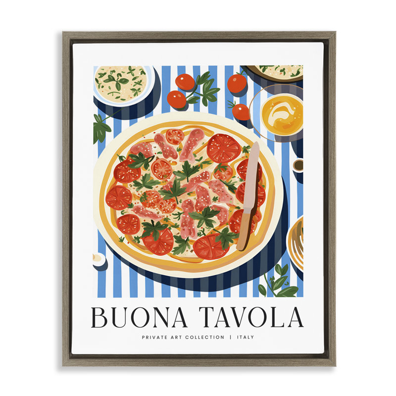 Art mural Buona Tavola, H 21 po x l 17 po, Cadre flottant orme Montalcino