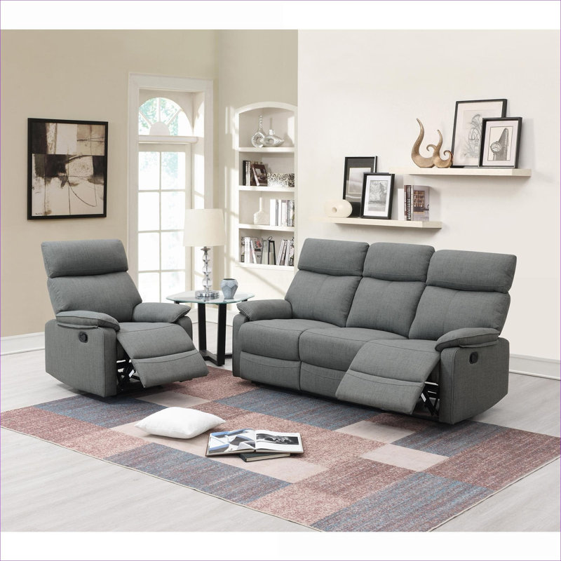 Fauteuil inclinable à dossier haut en toile de jute grise pour une sensation luxueuse de tissu contemporain avec accoudoirs rembourrés