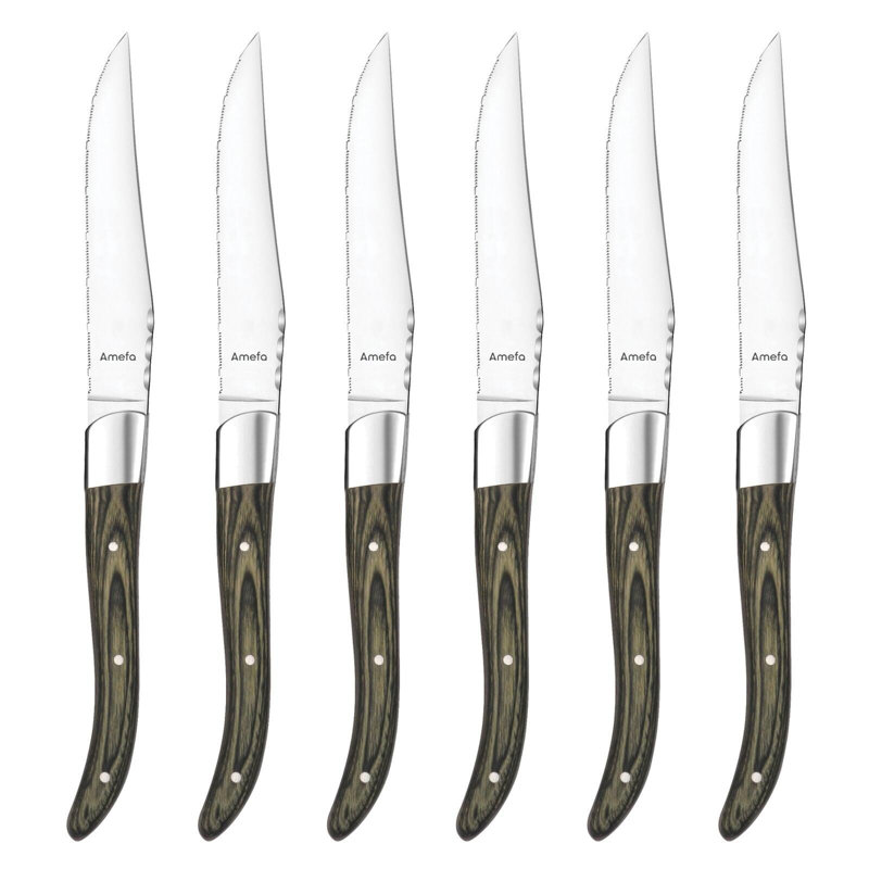 Ensemble de 6 couteaux Royalsteak, vert / brun pakka, Vert / brun pâle