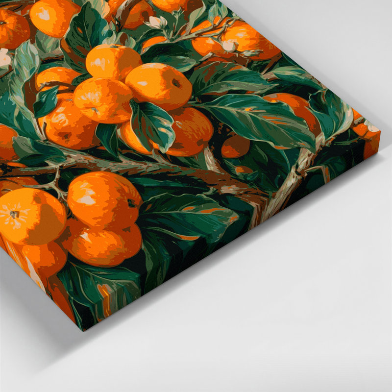 «Fruit Kumquat», art mural sur toile vert, H 12 po x l 12 po