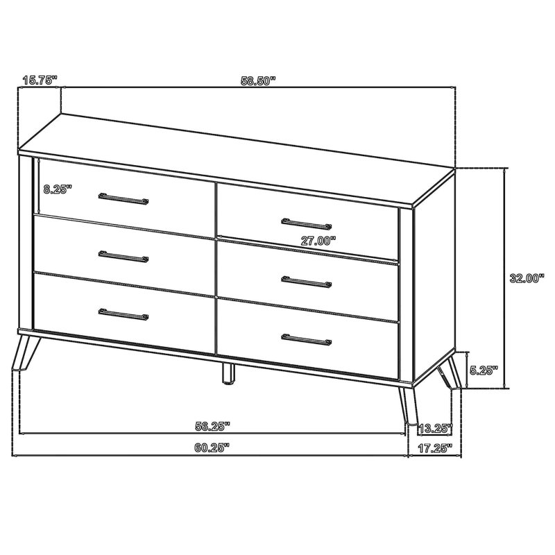 Aaleia 6-drawer Dresser Cabinet Natural Pine
