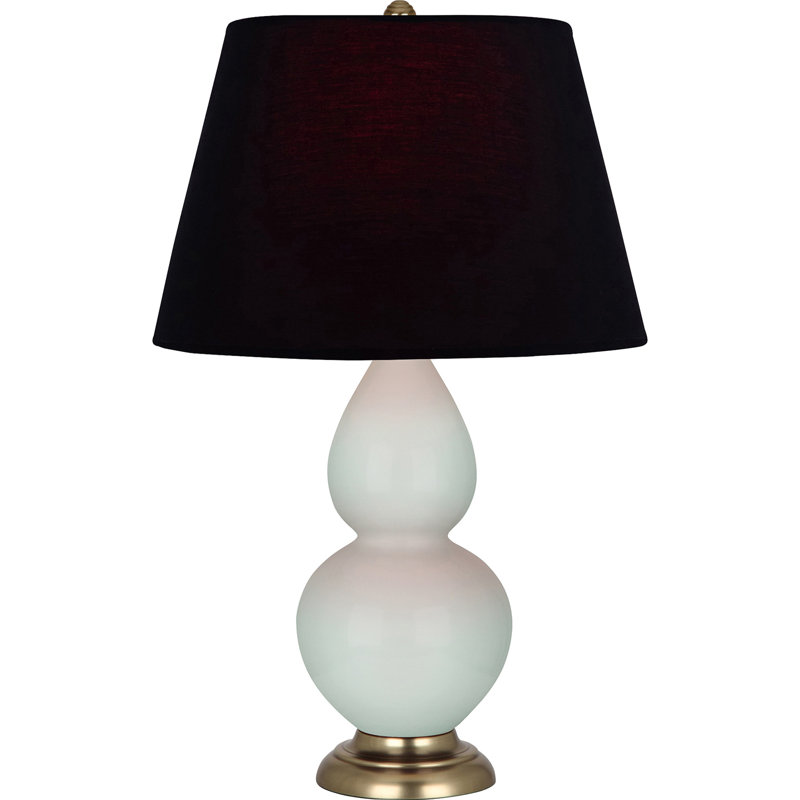 Lampe de table double gourde en céramique, Céladon glacé / laiton, Noir / Rouge, Laiton
